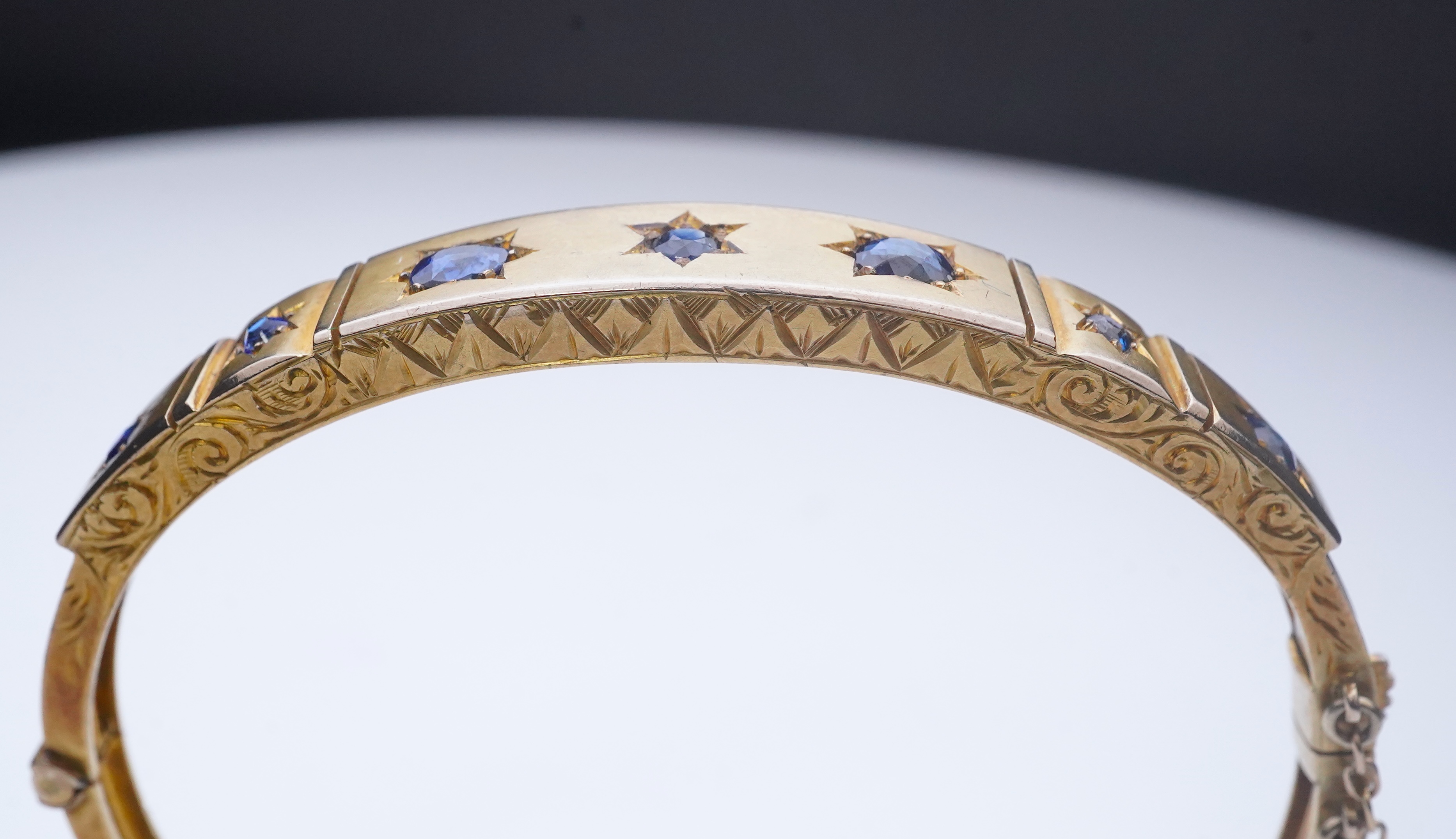 A Victorian sapphire bangle, late 19th century